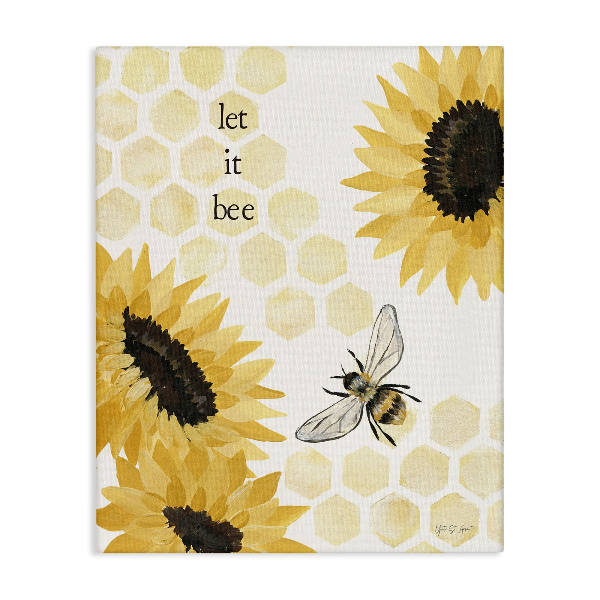 Stupell Industries Let It Bee Honeycomb Botanical & Floral Painting Gallery Wrapped Canvas Art Print Wall Art, 30 x 40