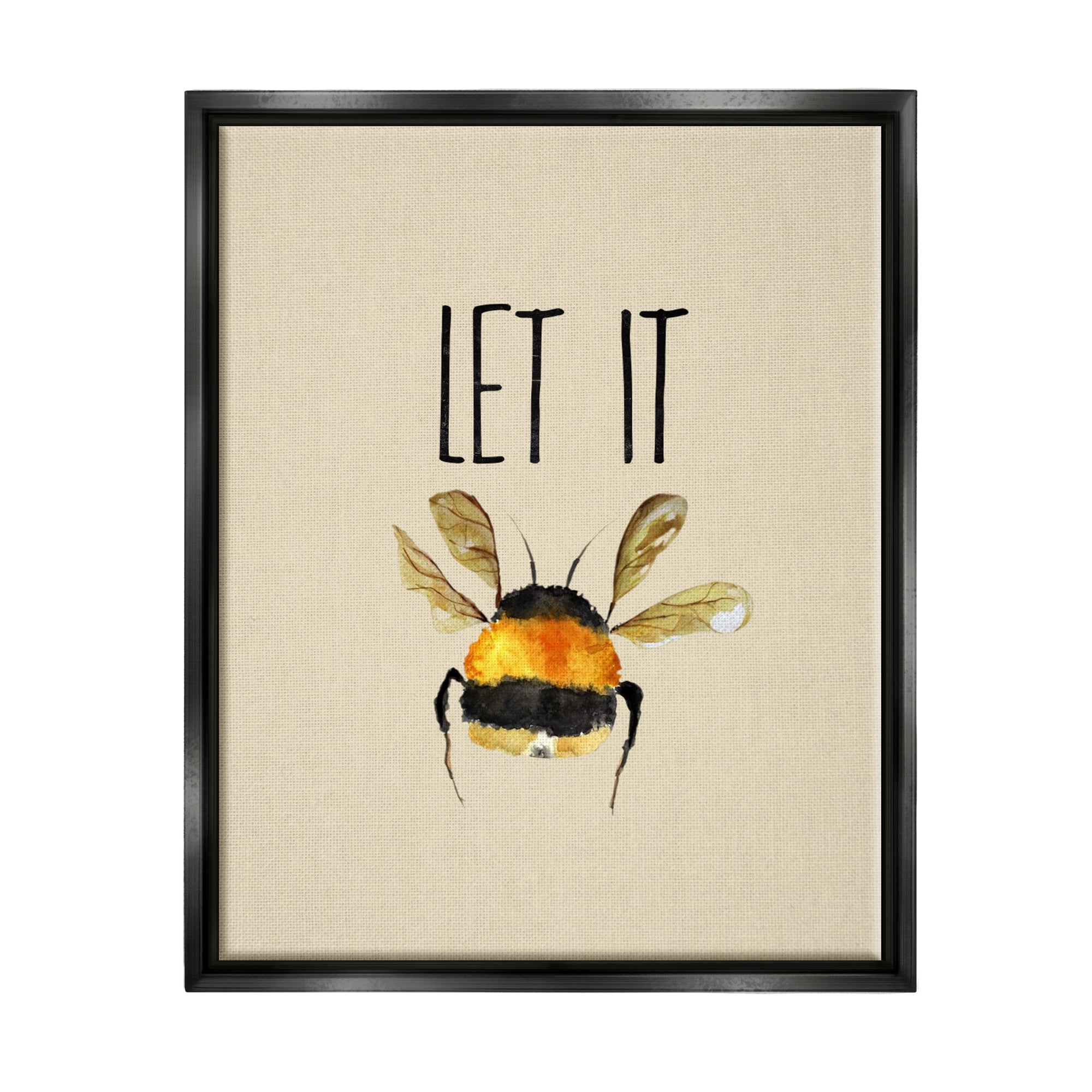 Stupell Industries Let It Bee Insect Animals & Insects Painting Black Floater Framed Canvas Art Print Wall Art, 25 x 31