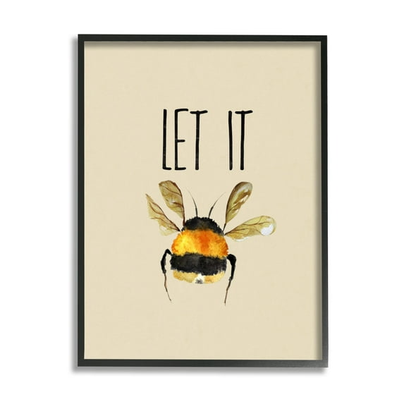 Stupell Industries Let It Bee Insect Animals & Insects Painting Black Framed Art Print Wall Art, 24 x 30