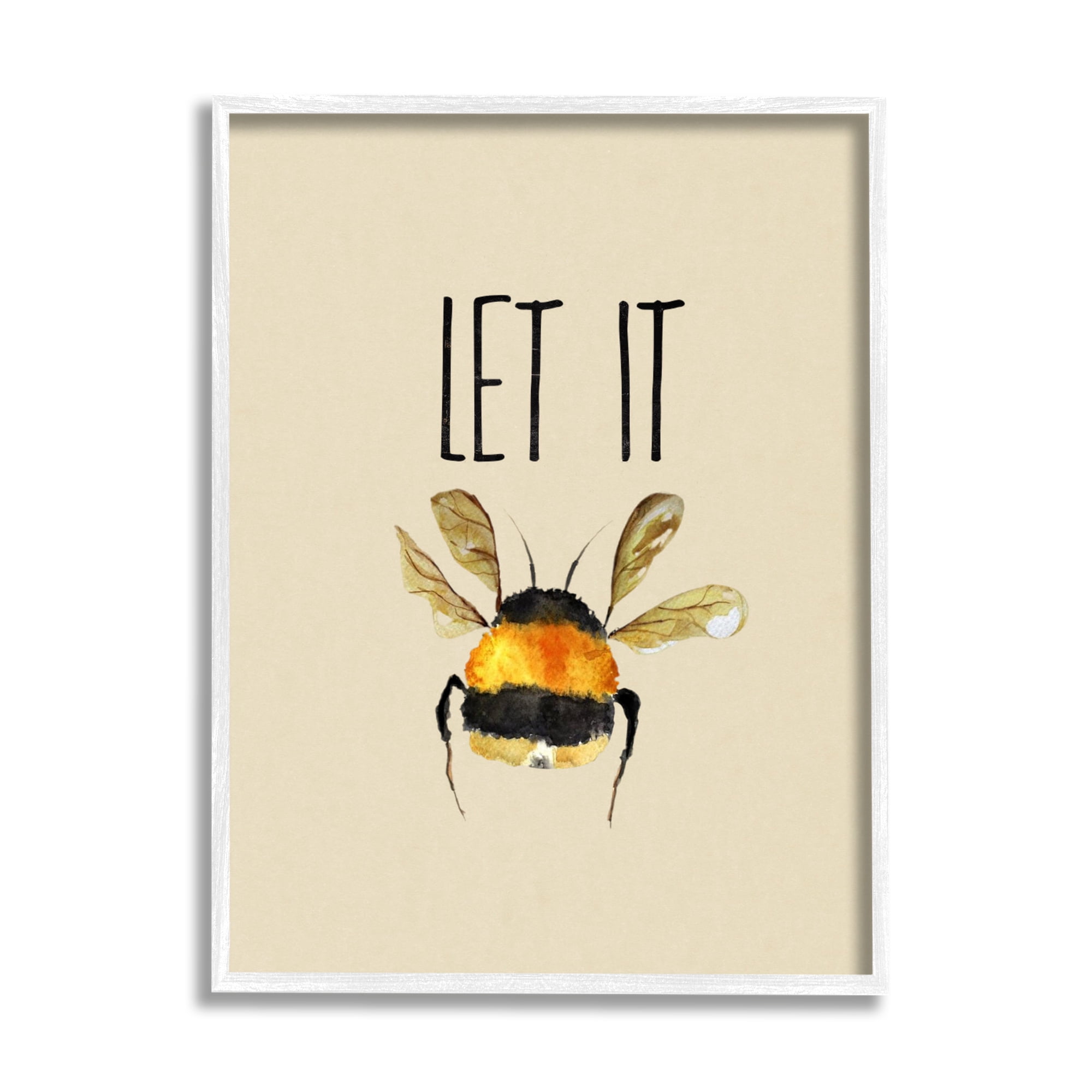 Stupell Industries Let It Bee Insect Animals & Insects Painting White Framed Art Print Wall Art, 11 x 14