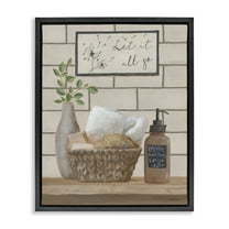 Stupell Industries Let It Go Bath Typography Painting Black Floater Framed Canvas Art Print Wall Art, 17 x 21