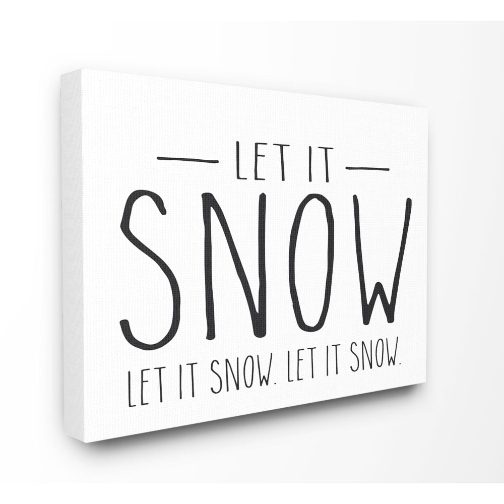 Stupell Industries Let It Snow Christmas Holiday Black And White Word DesignCanvas Wall Art By Artist Lettered and Lined