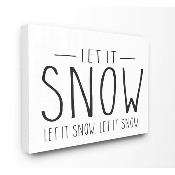 Stupell Industries Let It Snow Christmas Holiday Black And White Word DesignCanvas Wall Art By Artist Lettered and Lined