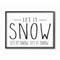 Stupell Industries Let It Snow Christmas Holiday Black And White Word DesignFramed Wall Art By Artist Lettered and Lined