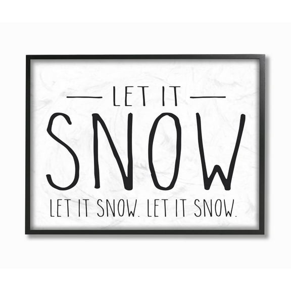 Stupell Industries Let It Snow Christmas Holiday Black And White Word DesignFramed Wall Art By Artist Lettered and Lined