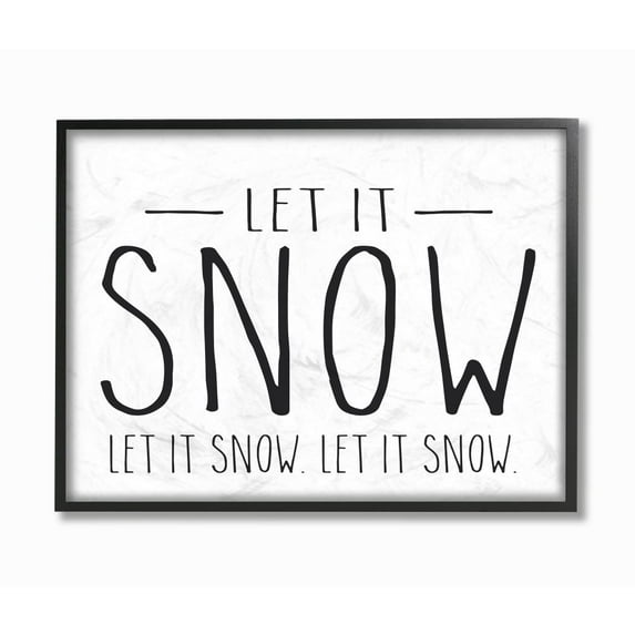 Stupell Industries Let It Snow Christmas Holiday Black And White Word DesignFramed Wall Art By Artist Lettered and Lined