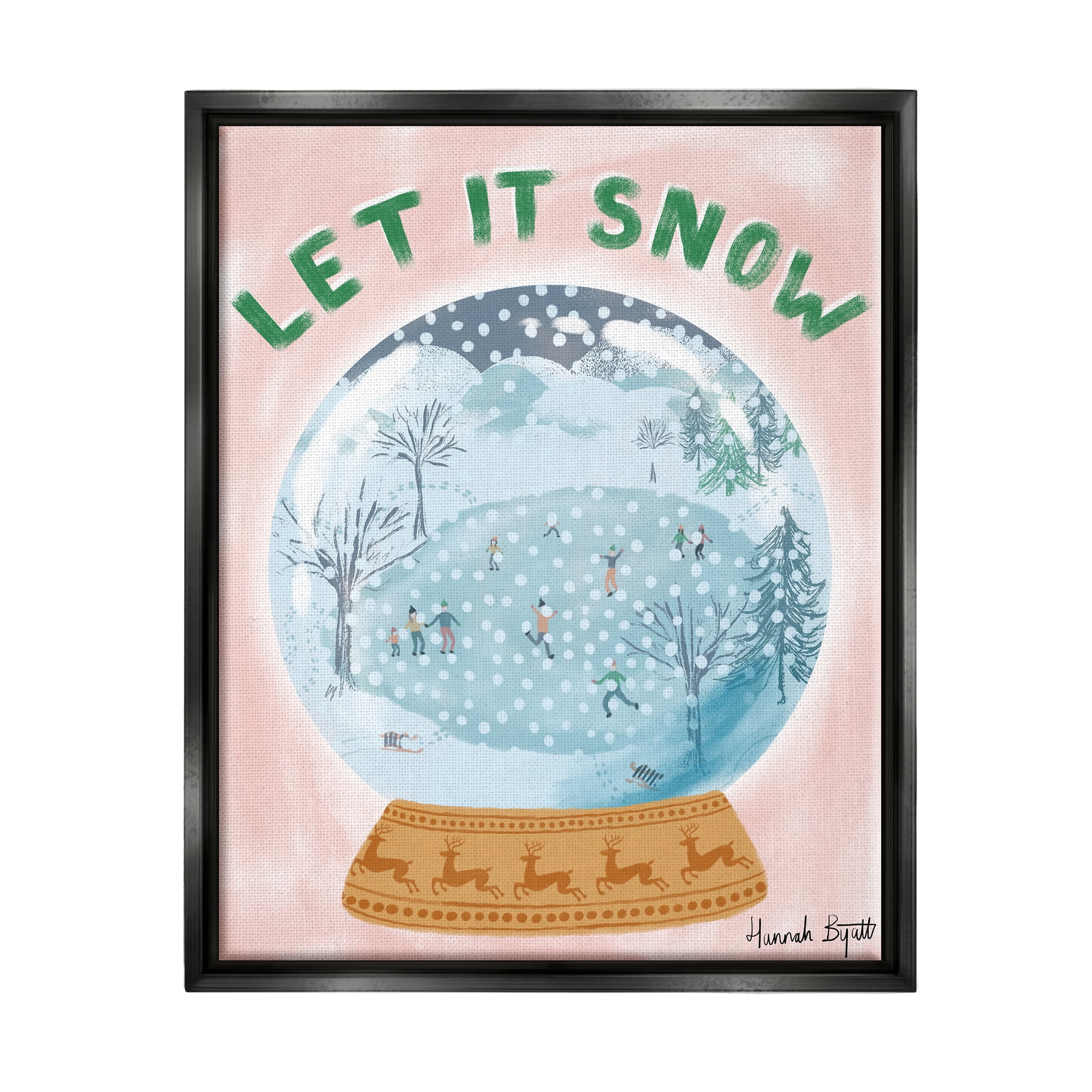 Stupell Industries Let It Snow Globe Holiday Painting Black Floater Framed Art Print Wall Art, 25 x 31