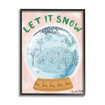 Stupell Industries Let It Snow Globe Holiday Painting Black Framed Art Print Wall Art, 11 x 14