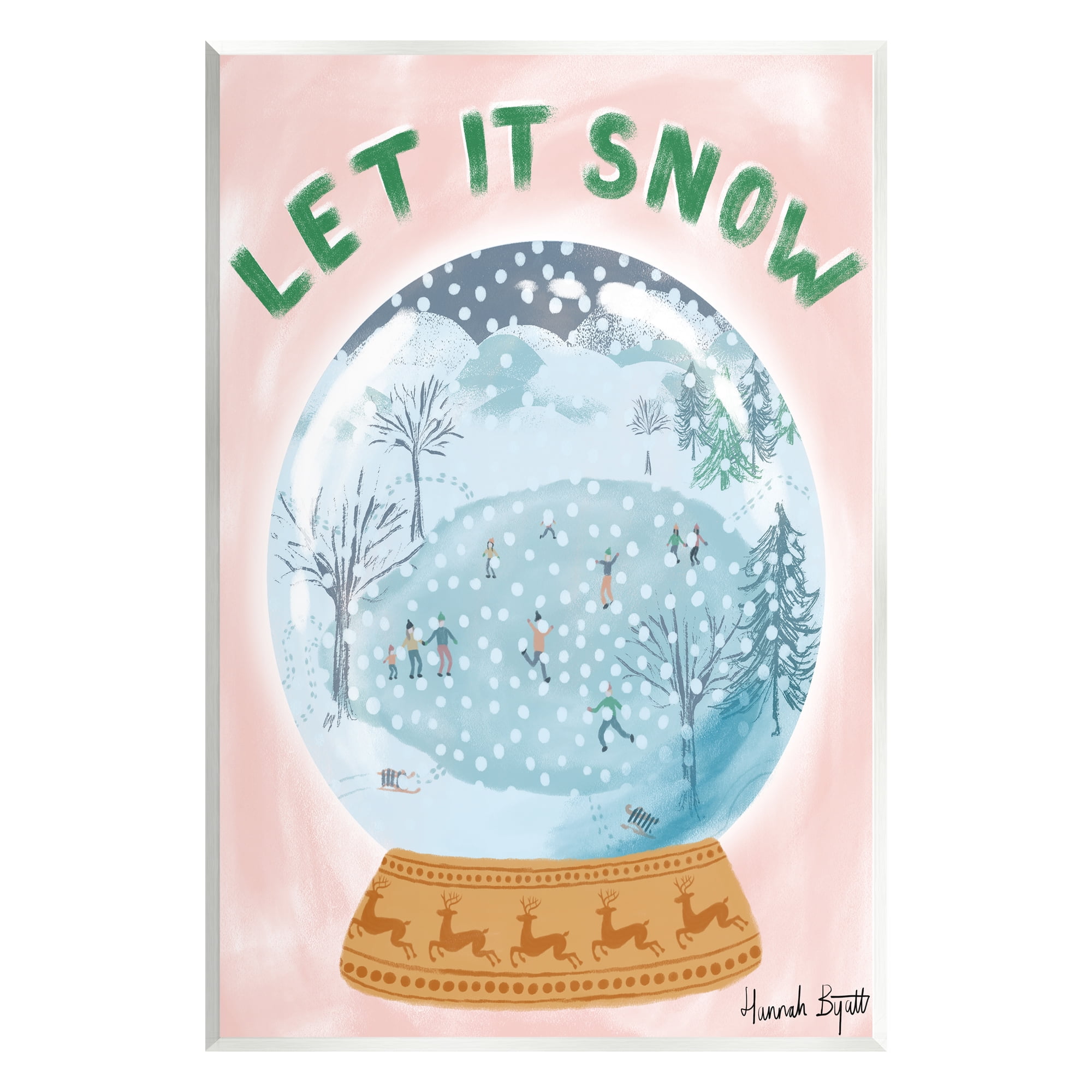 Stupell Industries Let It Snow Globe Holiday Painting Unframed Art Print Wall Art, 13 x 19
