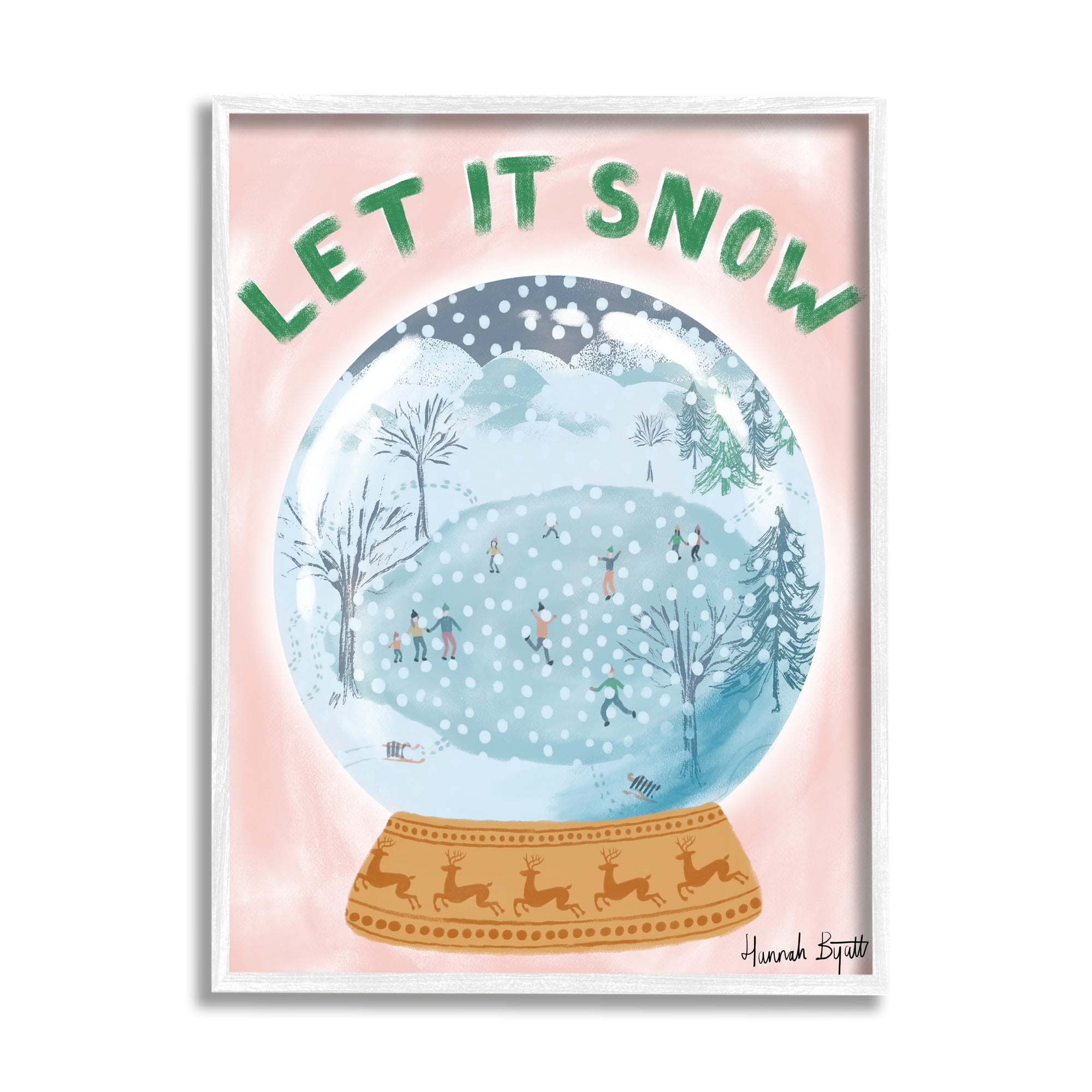 Stupell Industries Let It Snow Globe Holiday Painting White Framed Art Print Wall Art, 16 x 20