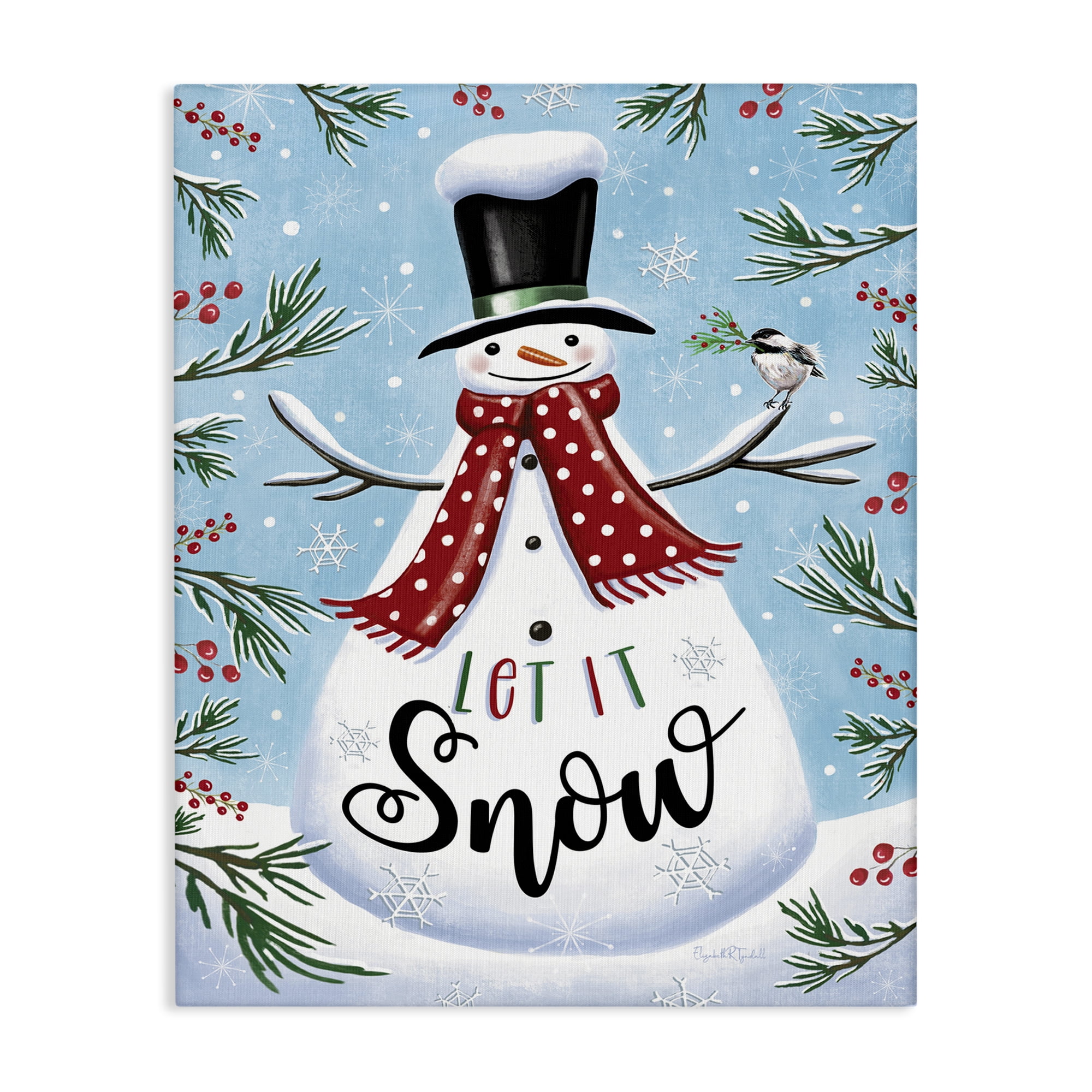 Stupell Industries Let It Snow Phrase Holiday Painting Gallery Wrapped Canvas Art Print Wall Art, 36 x 48