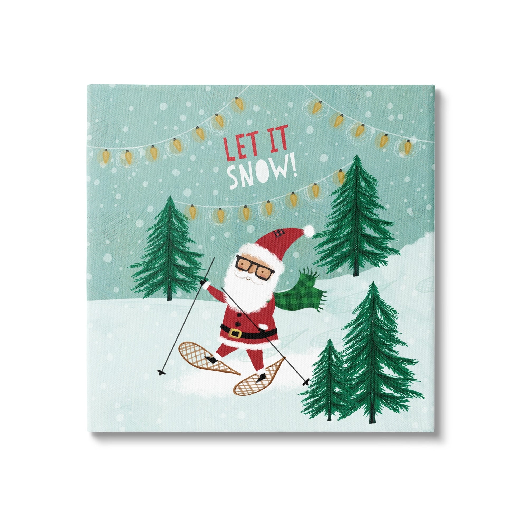 Stupell Industries Let It Snow Santa Snowshoeing Holiday Painting Gallery Wrapped Canvas Print Wall Art