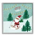 thumbnail image 1 of Stupell Industries Let It Snow Santa Snowshoeing Holiday Painting Gray Framed Art Print Wall Art, 1 of 7