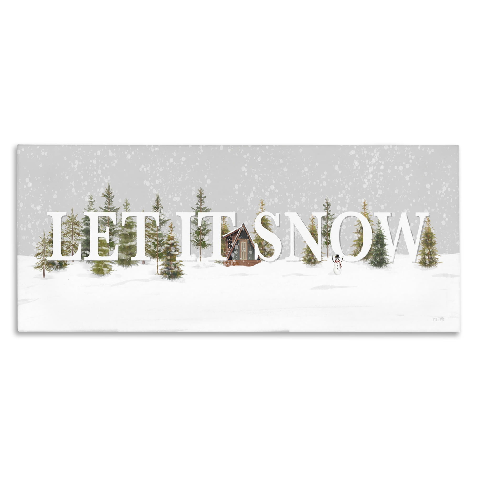 Stupell Industries Let It Snow Scene Holiday Painting Gallery Wrapped Canvas Art Print Wall Art, 30 x 13