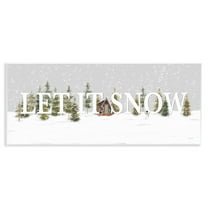 Stupell Industries Let It Snow Scene Holiday Painting Unframed Art Print Wall Art, 17 x 7