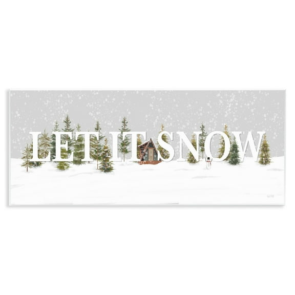 Stupell Industries Let It Snow Scene Holiday Painting Unframed Art Print Wall Art, 17 x 7