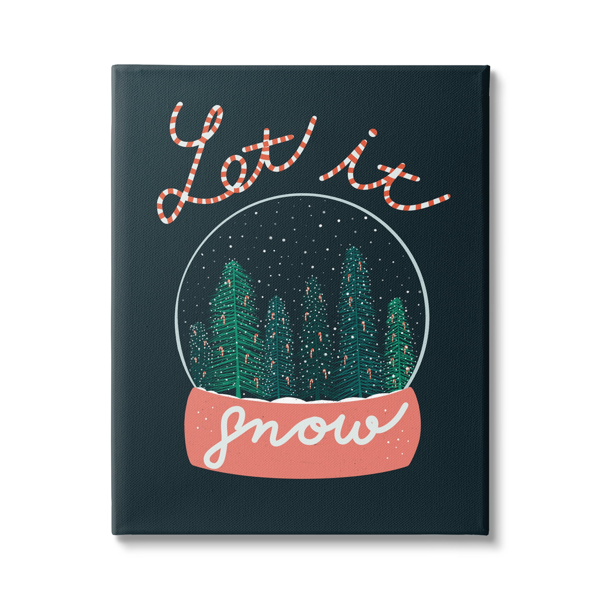 Stupell Industries Let It Snow Seasonal Winter Globe Candy Cane Text Graphic Art Gallery Wrapped Canvas Print Wall Art, Design by Dominika Godette