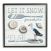 Stupell Industries Let It Snow Somewhere Else Phrase Graphic Art Black Framed Art Print Wall Art, Design by Elizabeth Tyndall