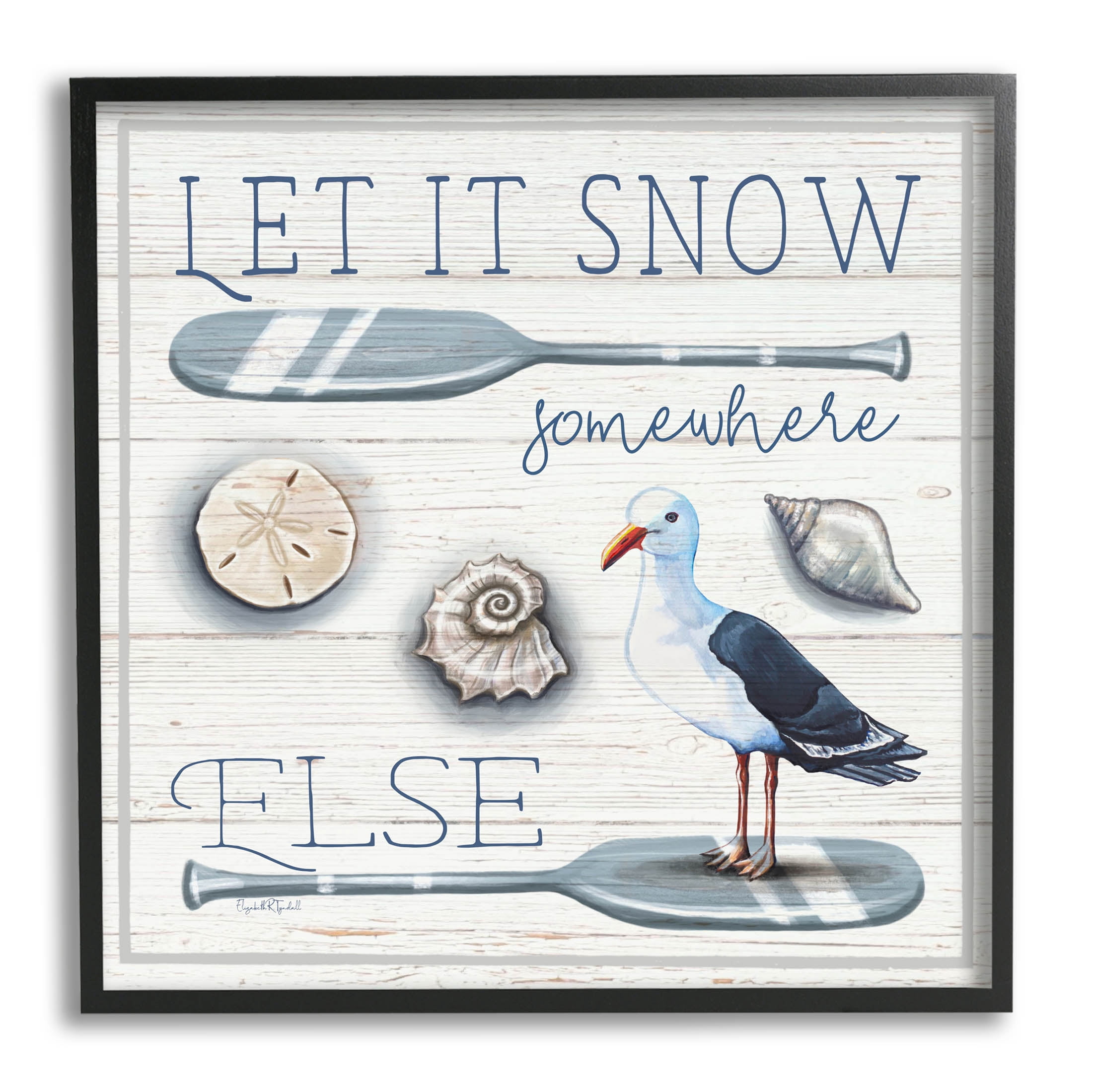 Stupell Industries Let It Snow Somewhere Else Phrase Graphic Art Black Framed Art Print Wall Art, Design by Elizabeth Tyndall