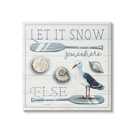Stupell Industries Let It Snow Somewhere Else Phrase Graphic Art Gallery Wrapped Canvas Print Wall Art, Design by Elizabeth Tyndall