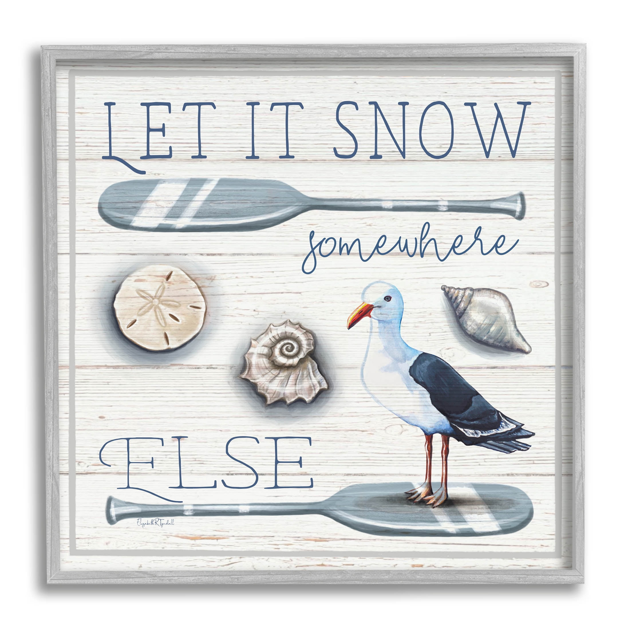 Stupell Industries Let It Snow Somewhere Else Phrase Graphic Art Gray Framed Art Print Wall Art, Design by Elizabeth Tyndall