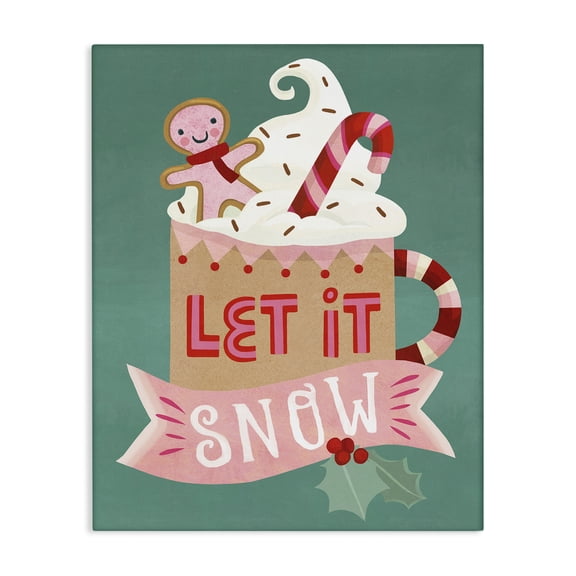 Stupell Industries Let It Snow Winter Cocoa Quotes and Sayings Painting Wrapped Canvas Canvas Art Print Wall Art, 30 x 40