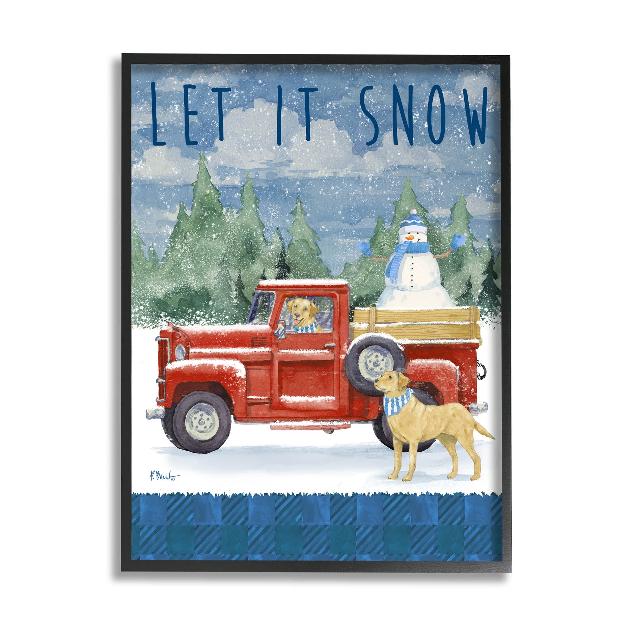 Stupell Industries Let It Snow Winter Dogs Graphic Art Black Framed Art Print Wall Art, Design by Paul Brent