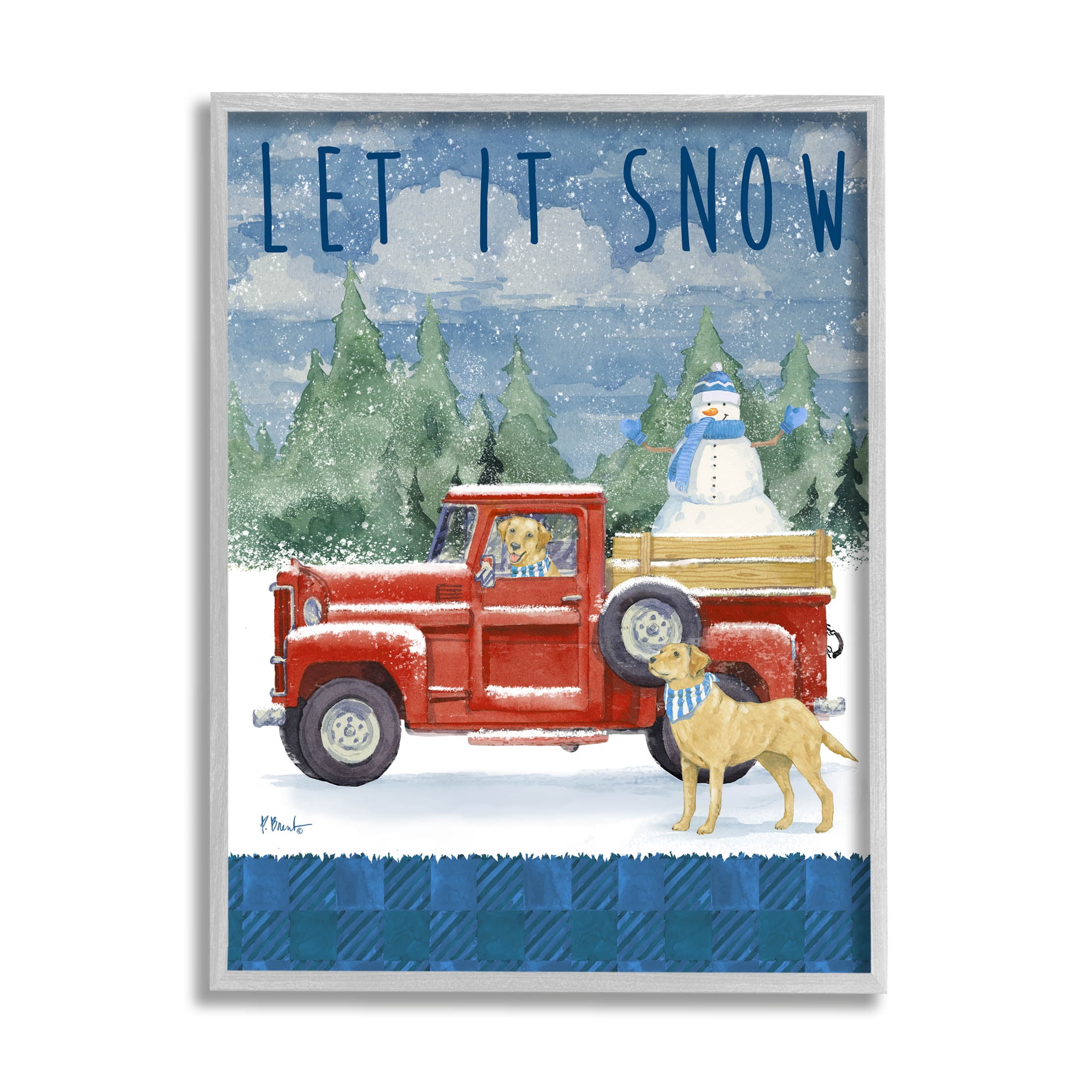 Stupell Industries Let It Snow Winter Dogs Graphic Art Gray Framed Art Print Wall Art, Design by Paul Brent