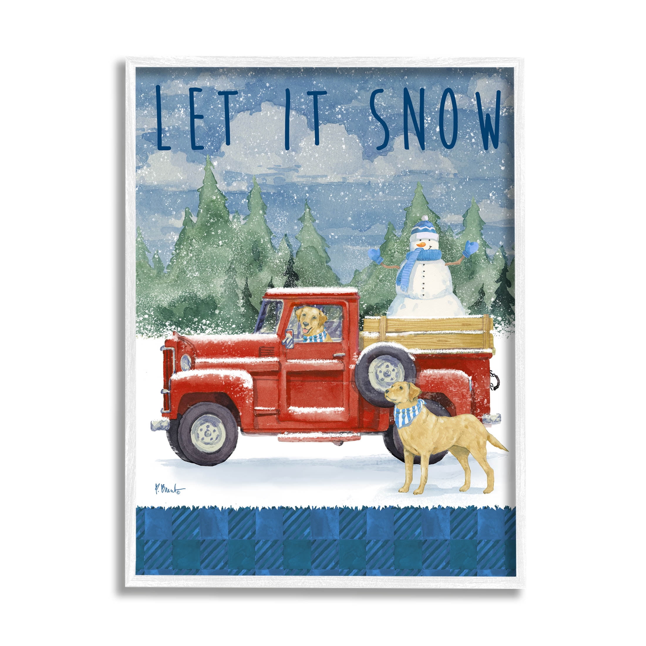 Stupell Industries Let It Snow Winter Dogs Graphic Art White Framed Art Print Wall Art, Design by Paul Brent