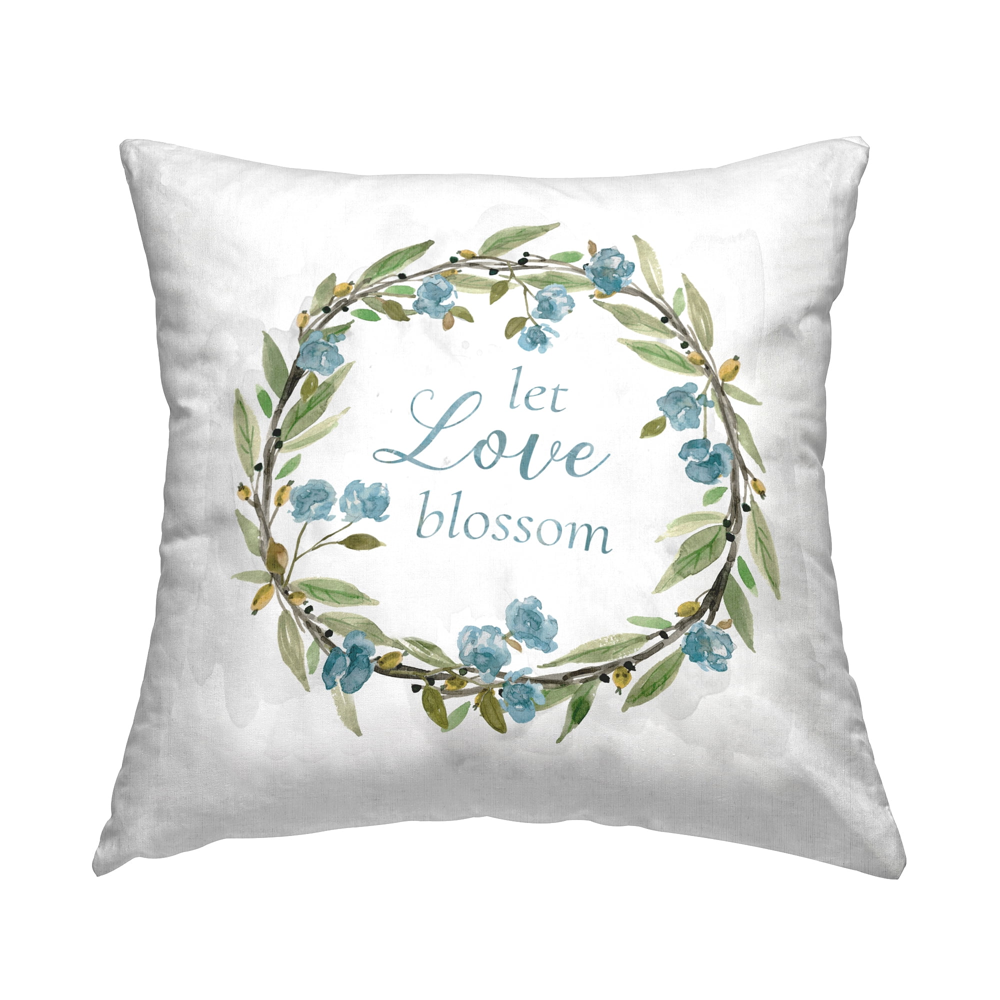 Stupell Industries Let Love Blossom Wreath Decorative Printed Throw Pillow Design by Carol Robinson.