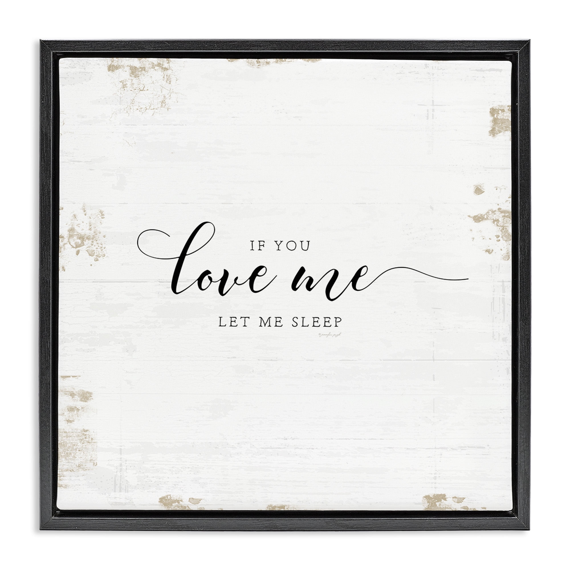Stupell Industries Let Me Sleep Romantic Humor Typography Painting Black Floater Framed Canvas Art Print Wall Art, 25 x 25