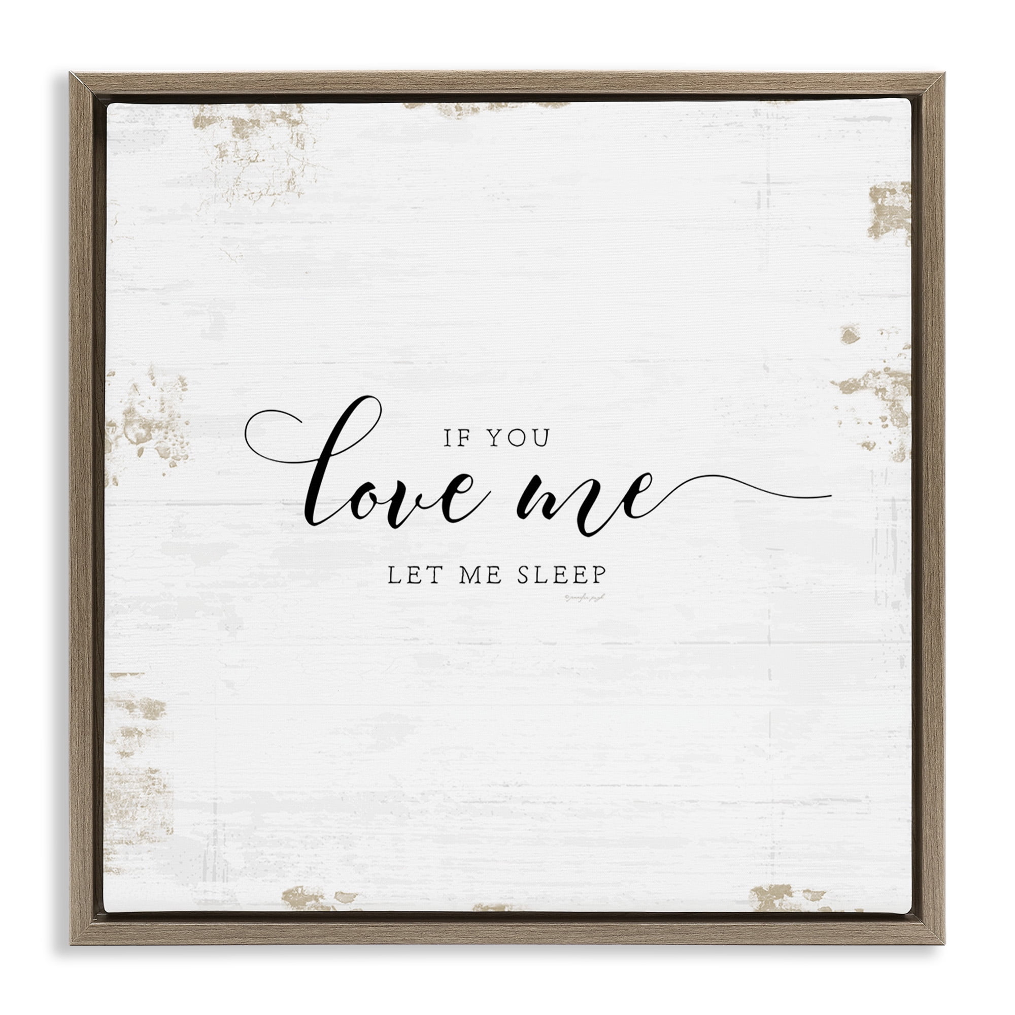 Stupell Industries Let Me Sleep Romantic Humor Typography Painting Brown Floater Framed Canvas Art Print Wall Art, 25 x 25