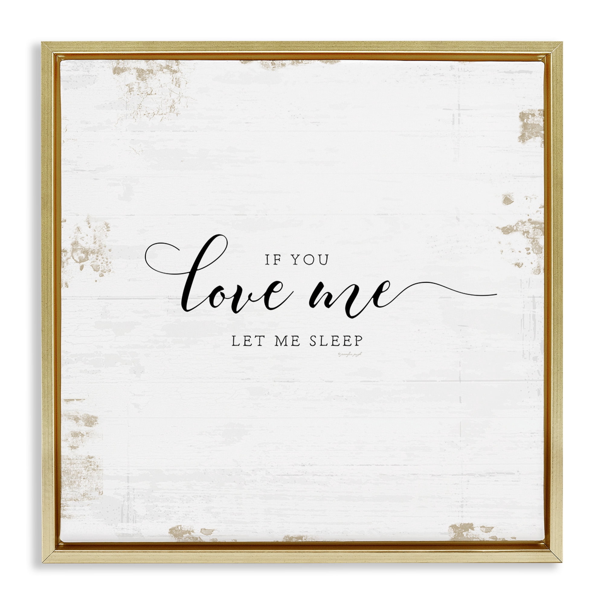 Stupell Industries Let Me Sleep Romantic Humor Typography Painting Gold Floater Framed Canvas Art Print Wall Art, 18 x 18