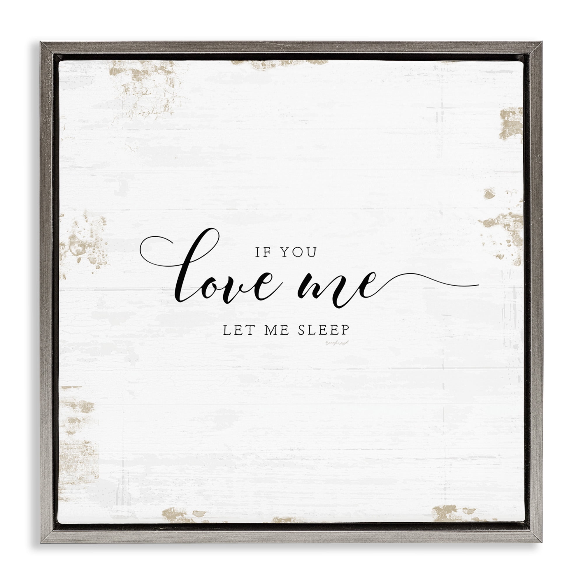Stupell Industries Let Me Sleep Romantic Humor Typography Painting Gray Floater Framed Canvas Art Print Wall Art, 18 x 18