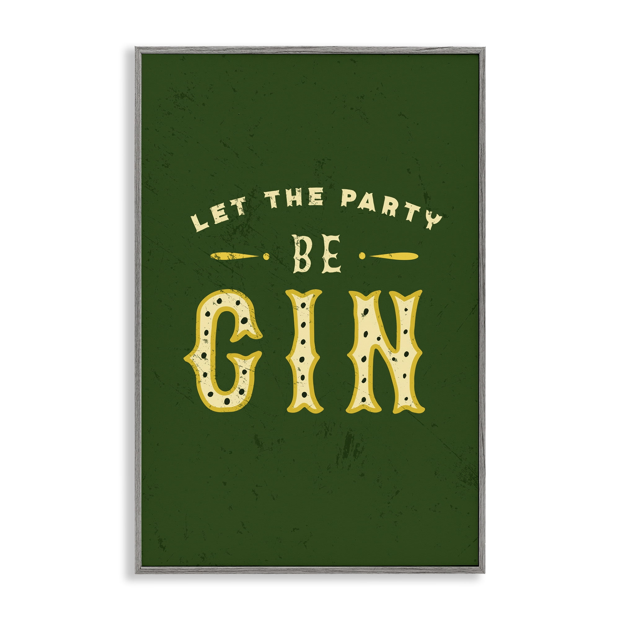 Stupell Industries Let Party Be Gin Pun Food & Beverage Painting Gray Framed Art Print Wall Art, 20 x 30