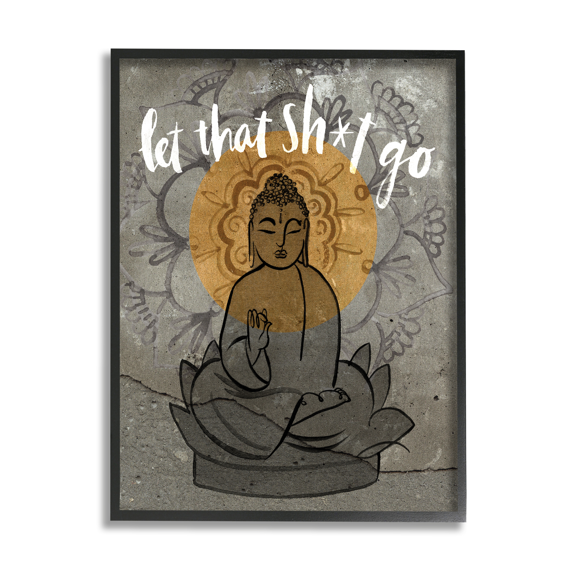 Stupell Industries Let That Go Relaxation Phrase Floral Pattern Buddha, 16 x 20, Designed by Jennifer Paxton Parker