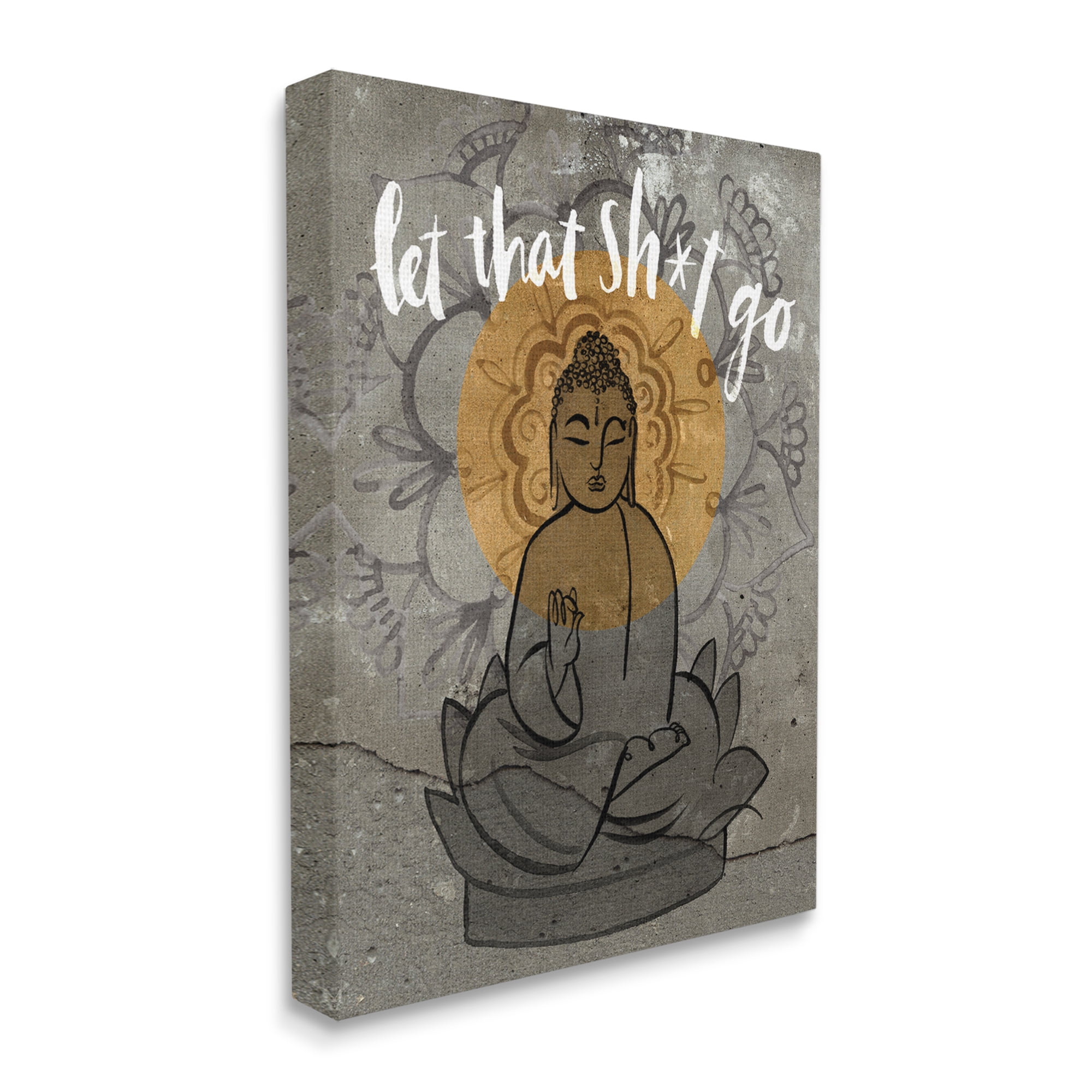 Stupell Industries Let That Go Relaxation Phrase Floral Pattern Buddha, 24 x 30, Designed by Jennifer Paxton Parker