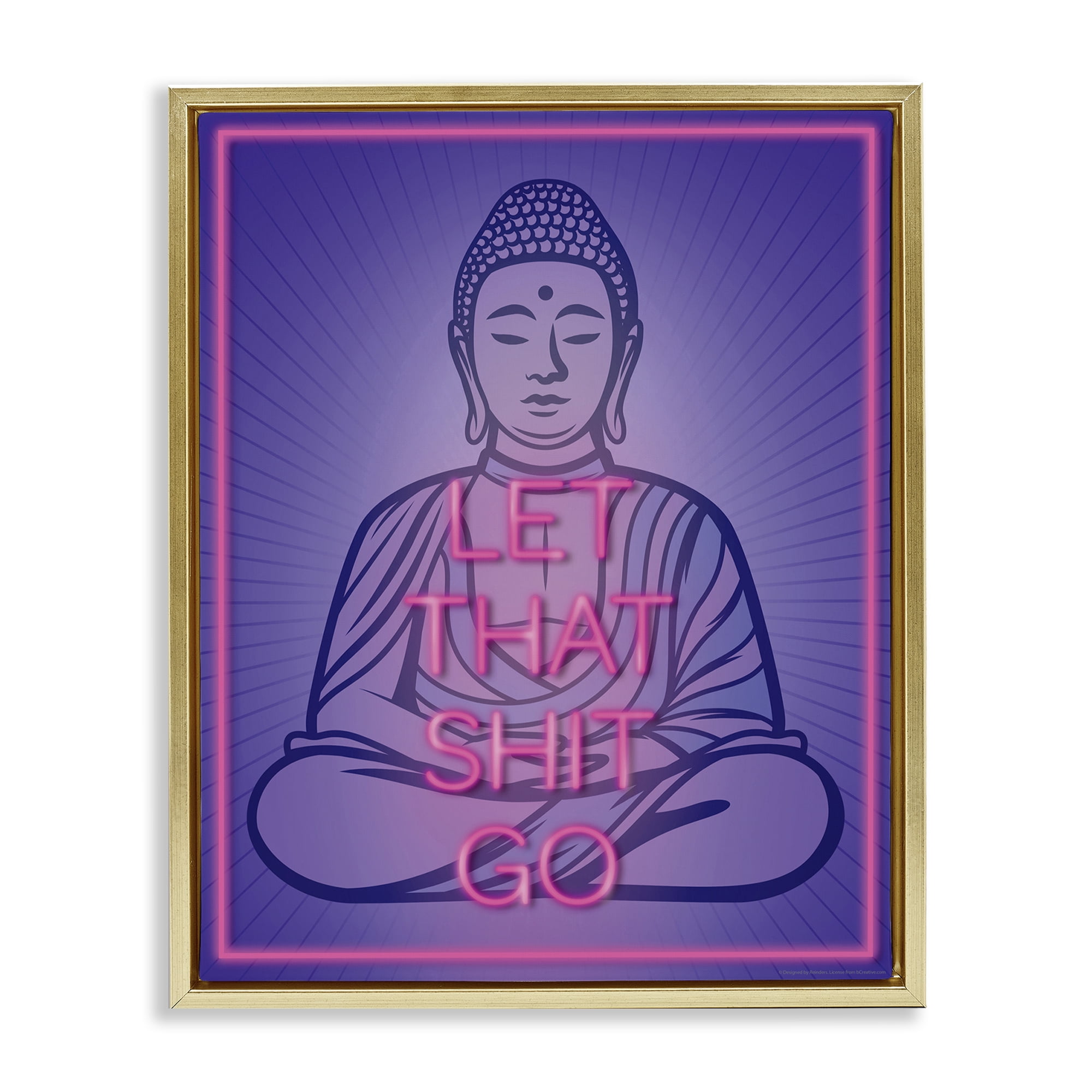 Stupell Industries Let That Sh*t Go Meditation Novelty & Humor Painting Gold Floater Framed Canvas Art Print Wall Art, 25 x 31