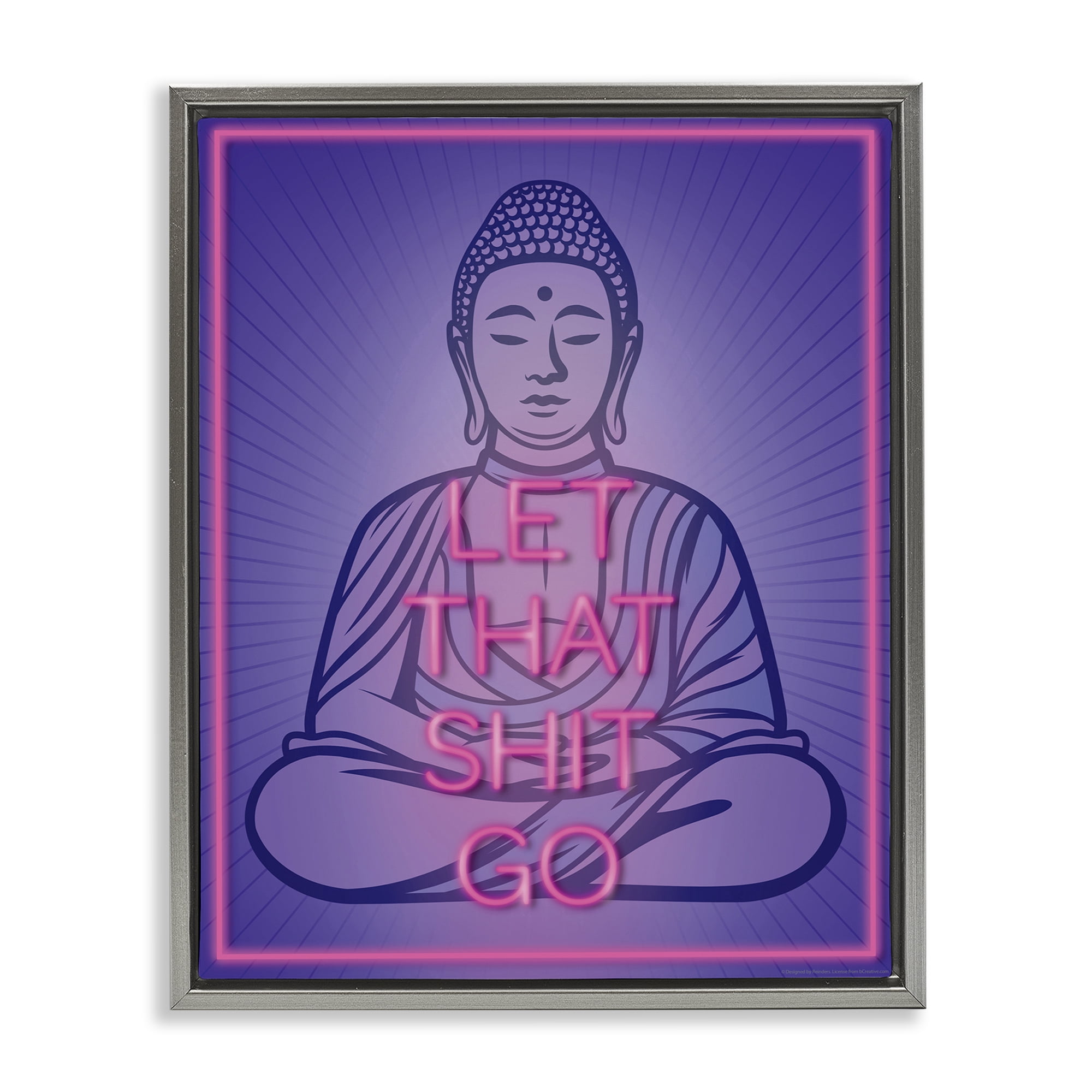 Stupell Industries Let That Sh*t Go Meditation Novelty & Humor Painting Gray Floater Framed Canvas Art Print Wall Art, 25 x 31
