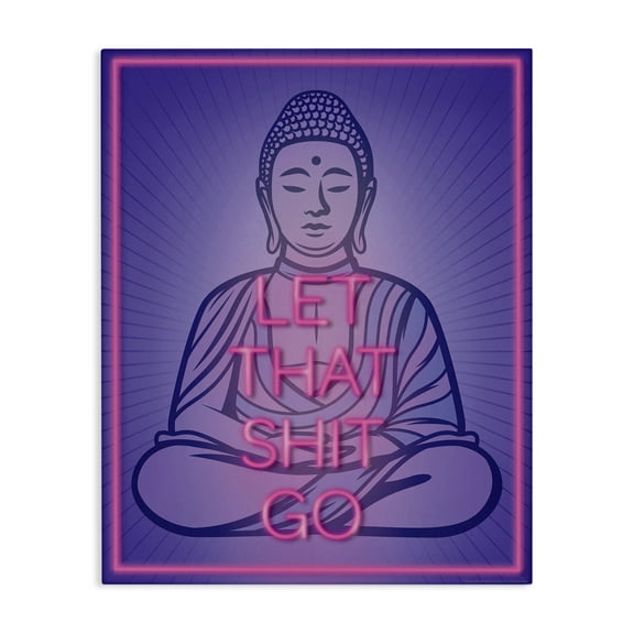 Stupell Industries Let That Sh*t Go Meditation Novelty & Humor Painting Wrapped Canvas Art Print Wall Art, 16 x 20