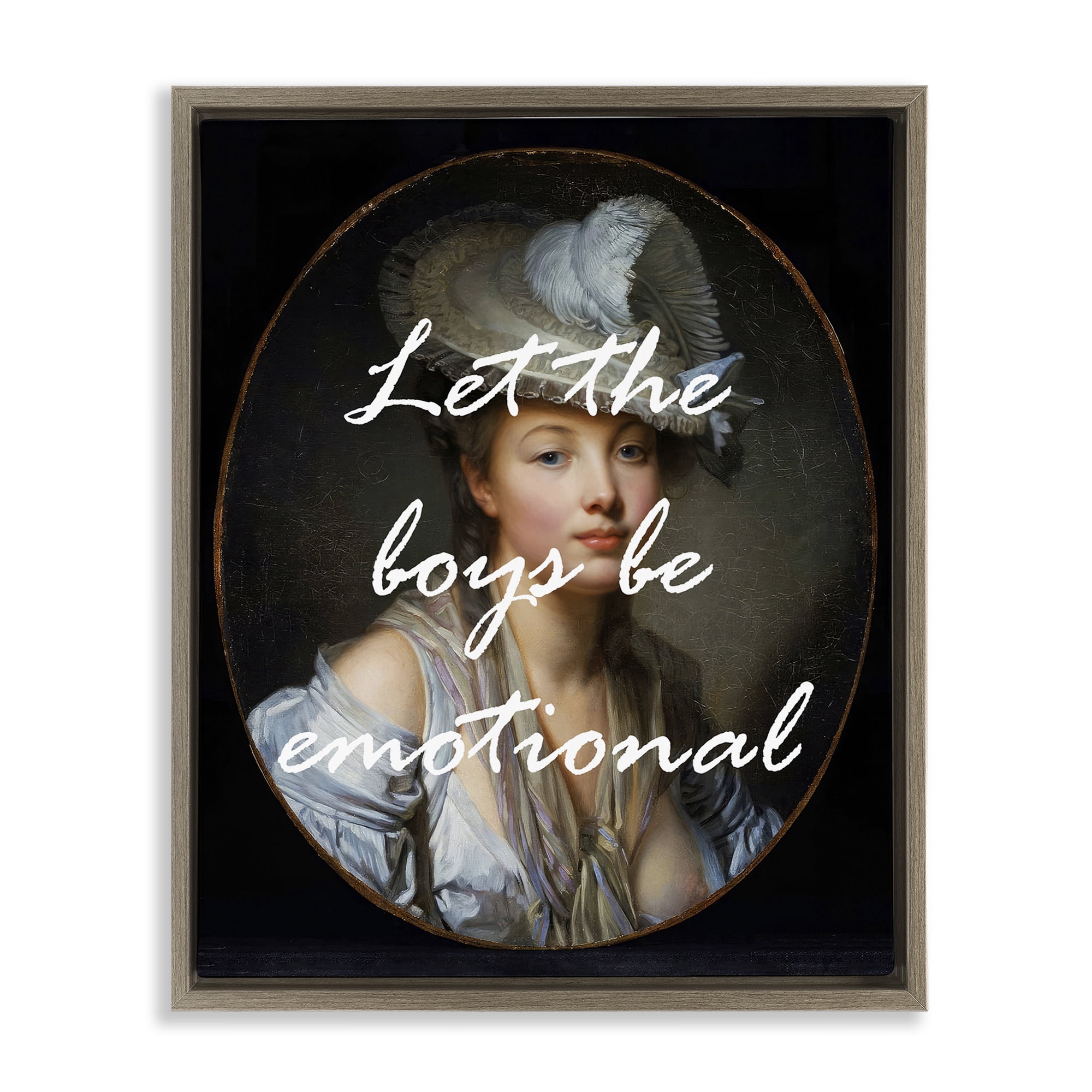 Stupell Industries Let The Boys Be Emotional Brown Framed Floater Canvas Wall Art, design by Tina LeCour