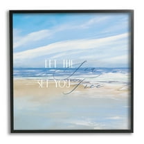 Stupell Industries Let The Sea Set You Free Phrase Graphic Art Black Framed Art Print Wall Art, Design by Dan Meneely