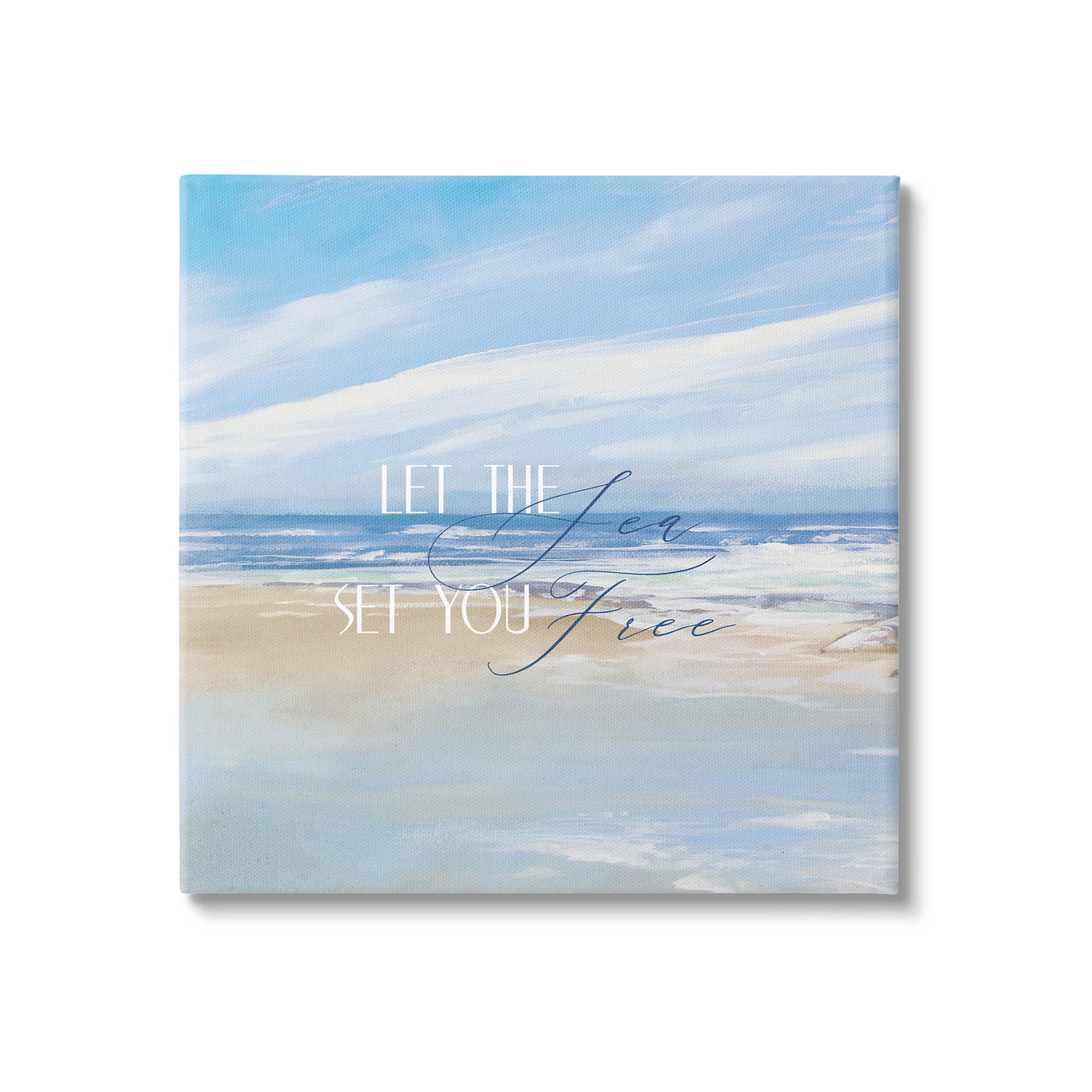 Stupell Industries Let The Sea Set You Free Phrase Graphic Art Gallery Wrapped Canvas Print Wall Art, Design by Dan Meneely