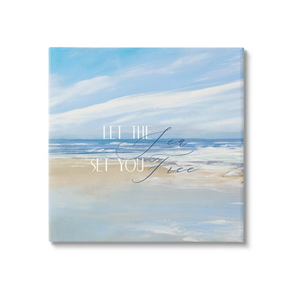 Stupell Industries Let The Sea Set You Free Phrase Graphic Art Gallery Wrapped Canvas Print Wall Art, Design by Dan Meneely