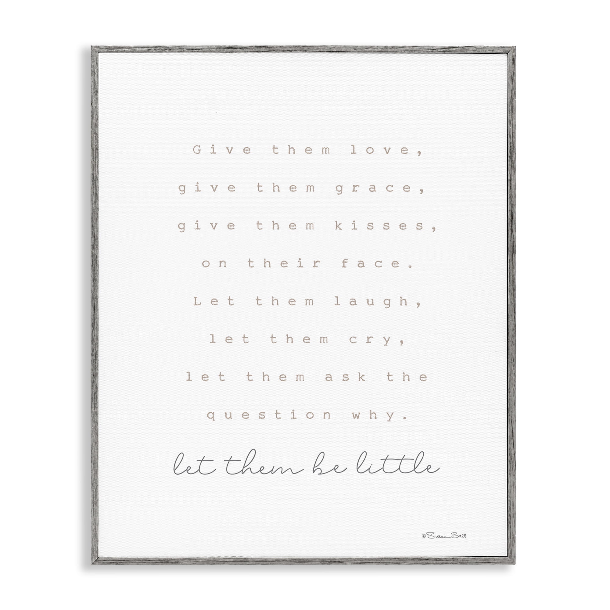 Stupell Industries Let Them Be Little Typography Painting Gray Framed Art Print Wall Art, 16 x 20