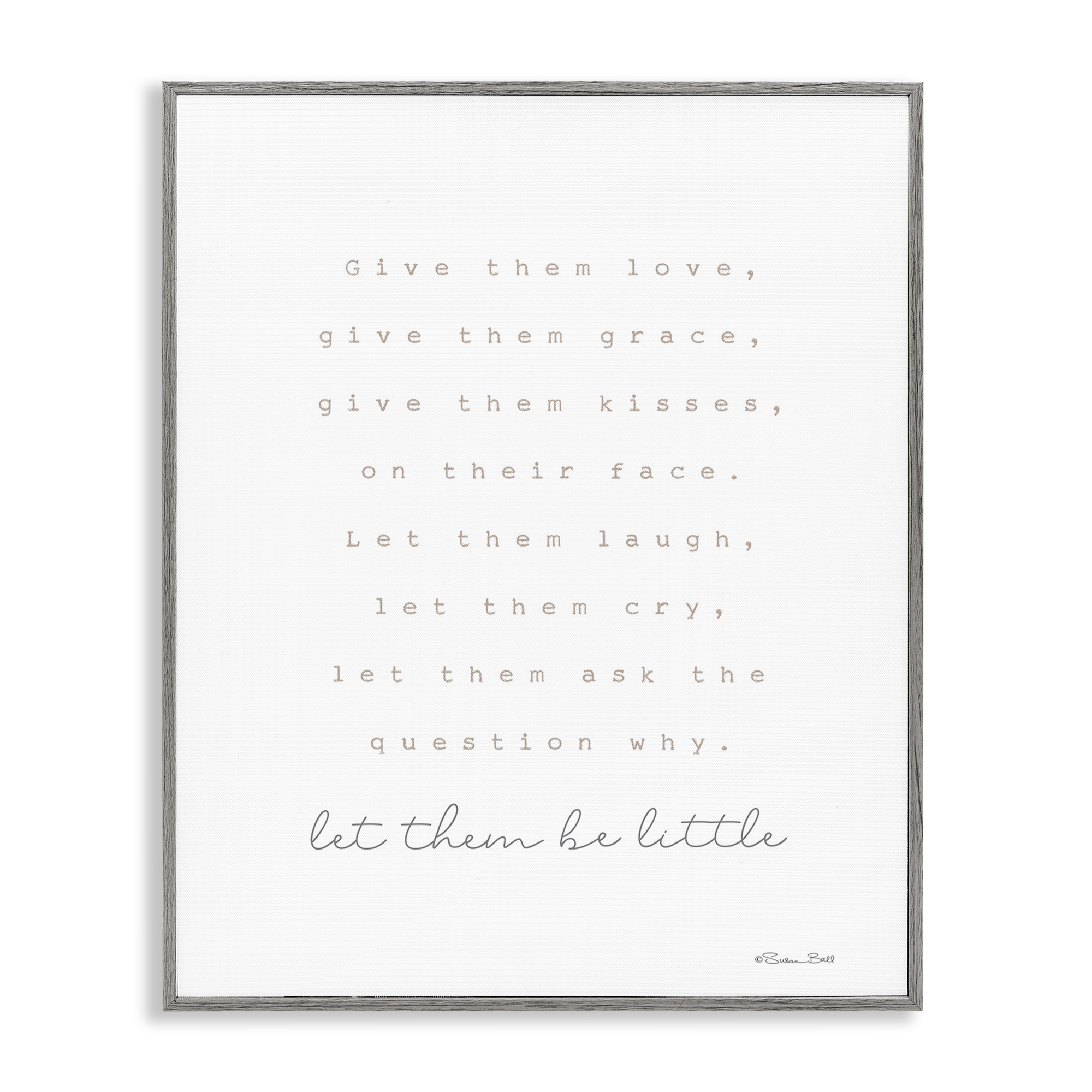 Stupell Industries Let Them Be Little Typography Painting Gray Framed Art Print Wall Art, 24 x 30