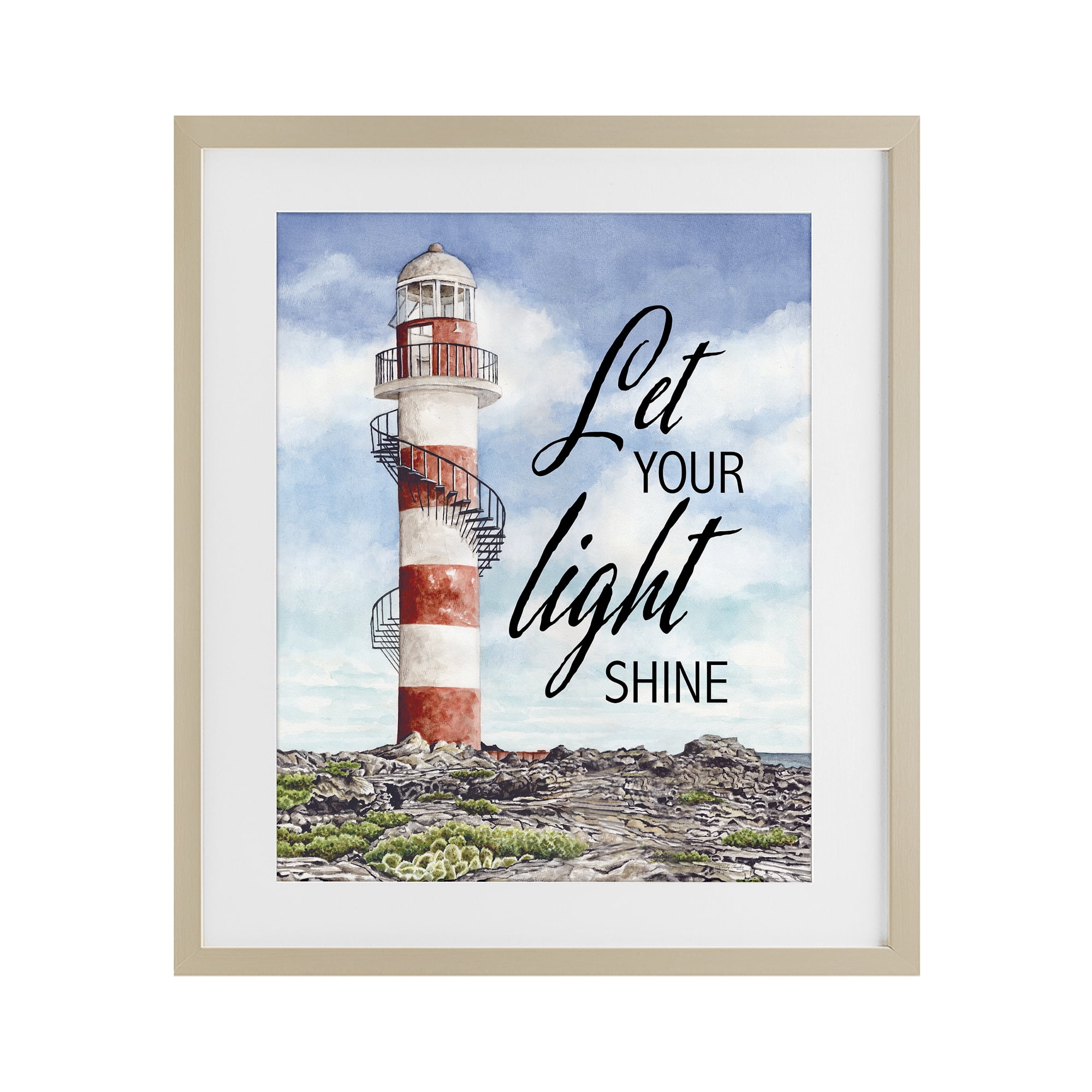 Stupell Industries Let Your Light Shine Beacon Birch Framed Print Under Glass, design by Cindy Jacobs