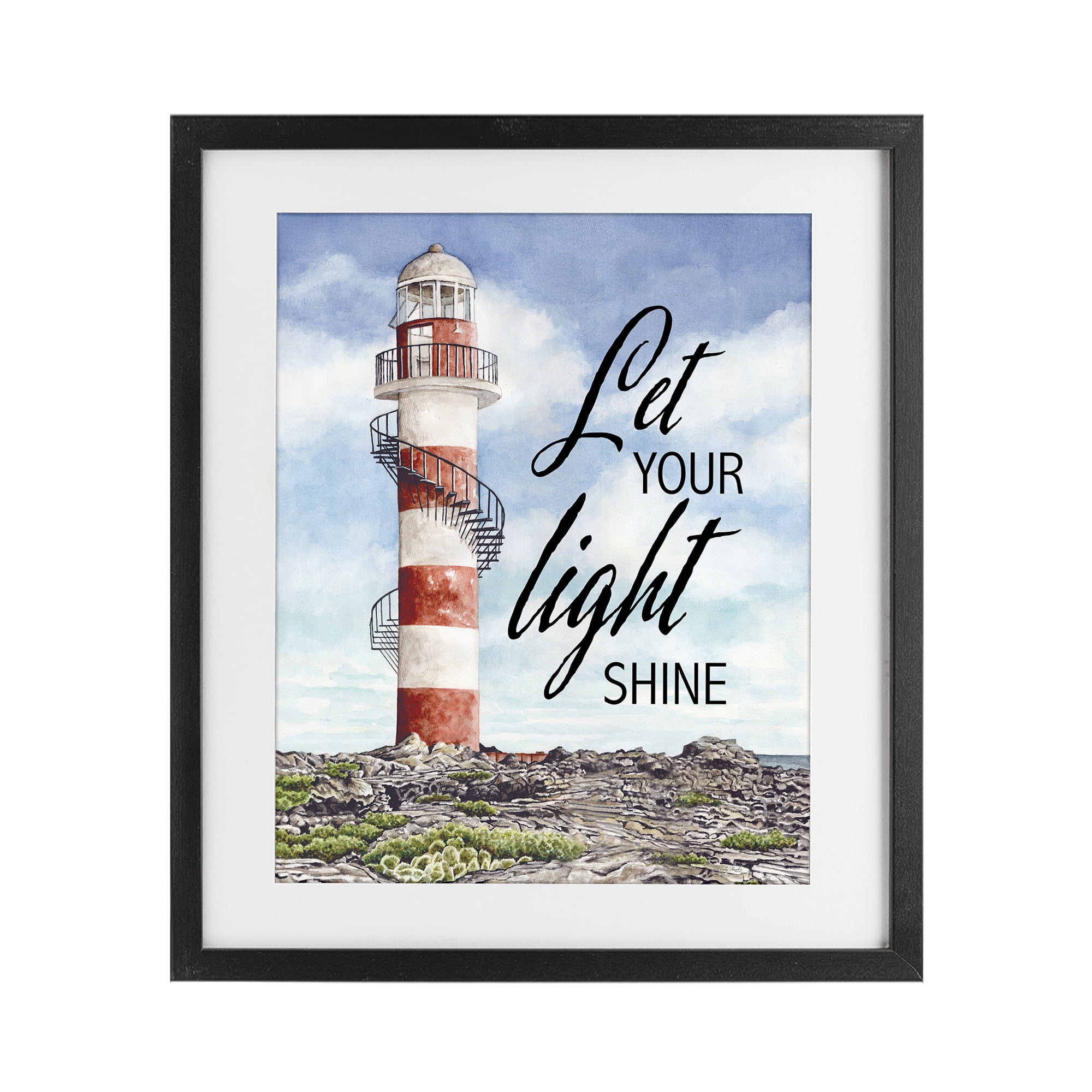 Stupell Industries Let Your Light Shine Beacon Black Framed Print Under Glass, design by Cindy Jacobs