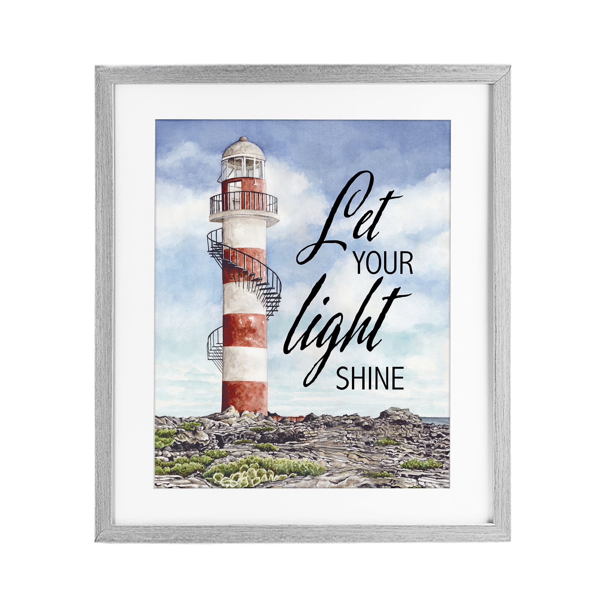 Stupell Industries Let Your Light Shine Beacon Gray Framed Print Under Glass, design by Cindy Jacobs