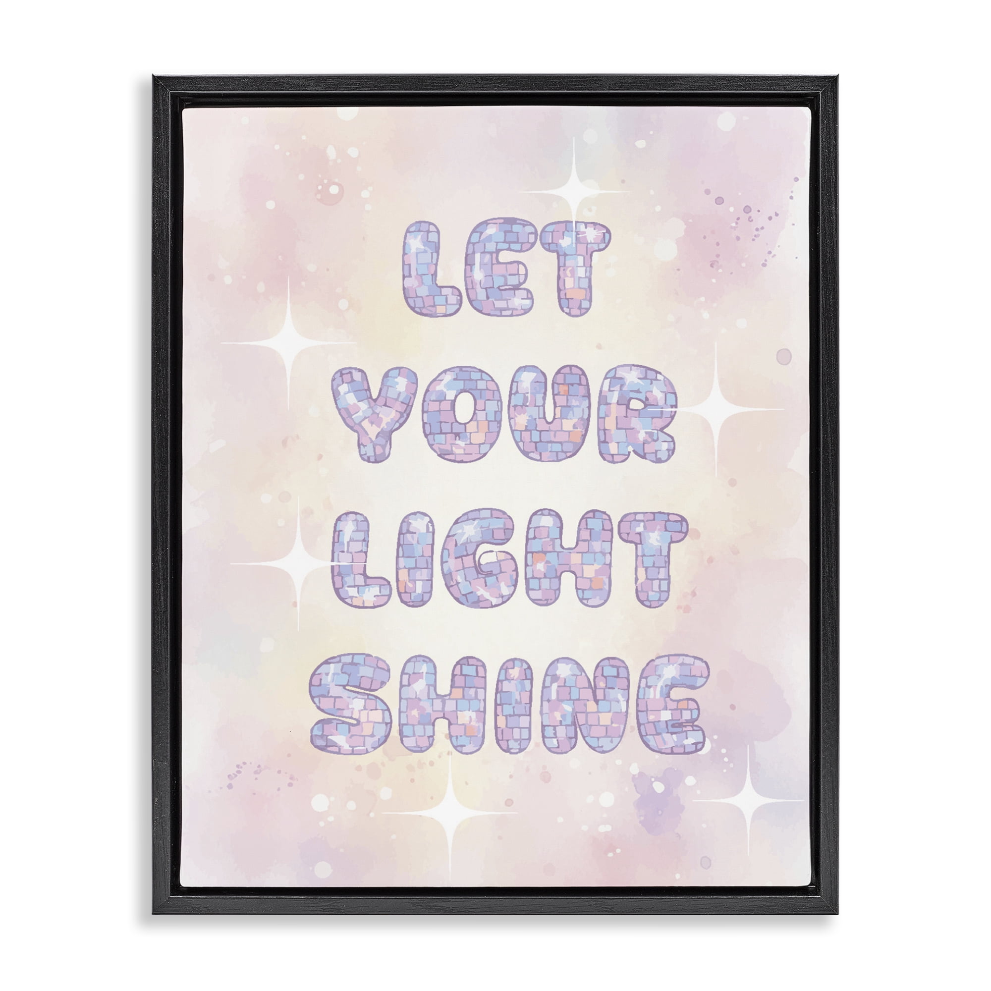 Stupell Industries Let Your Light Shine Pastels Black Framed Floater Canvas Wall Art, design by Lil' Rue